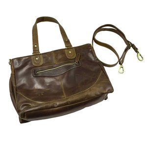 The Leather Store Large Crossbody Tote Shoulder bag Brown Leather Double Strap A